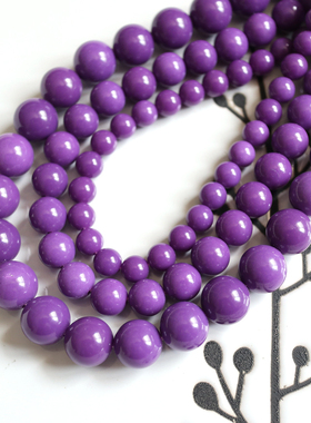 紫罗兰色紫云母光面6mm8mm10mm圆珠DIY手工串珠紫色散珠子
