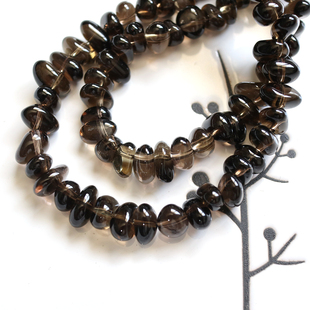 高品质！A级净体茶晶短长牙小糖豆不定型中孔随形DIY手工串珠配珠