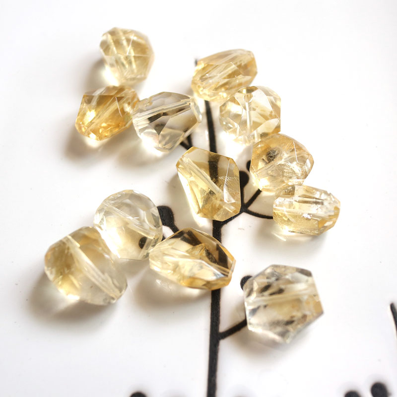 高货黄水晶~天然冰透体黄水晶散珠子随形大颗DIY串珠自己做首饰