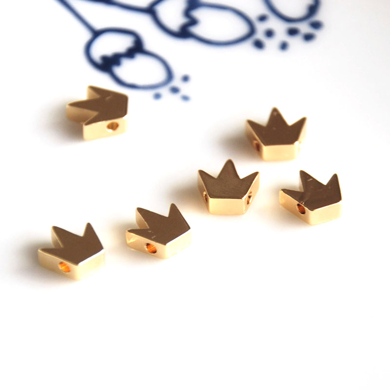 美国K金镀金隔珠配珠卡通漫画皇冠diy手链配饰手工材料