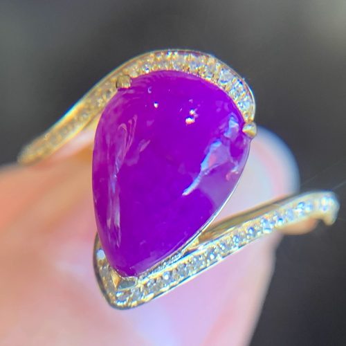 天然舒俱来戒指18k金镶嵌老料浓郁紫樱花简约百搭款