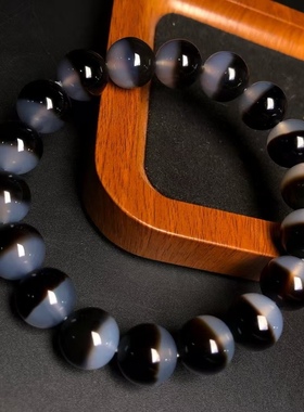 天然老玛瑙手链女款玉石圆珠子