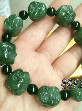 特价真品天然新疆碧玉菠菜绿手链