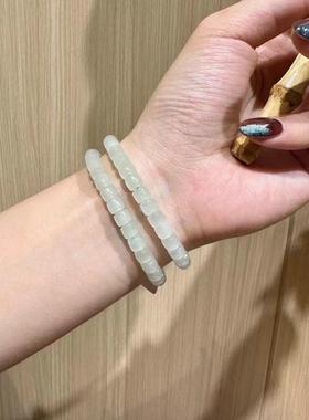 新疆和田玉晴水色直切串珠手链女