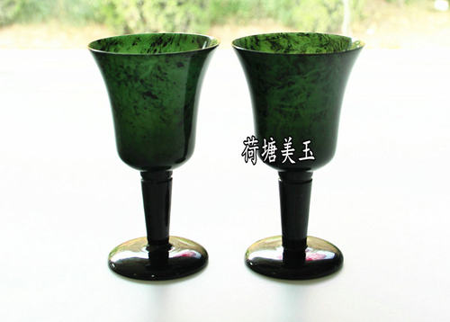 正品活性磁石墨绿玉酒杯小腿杯