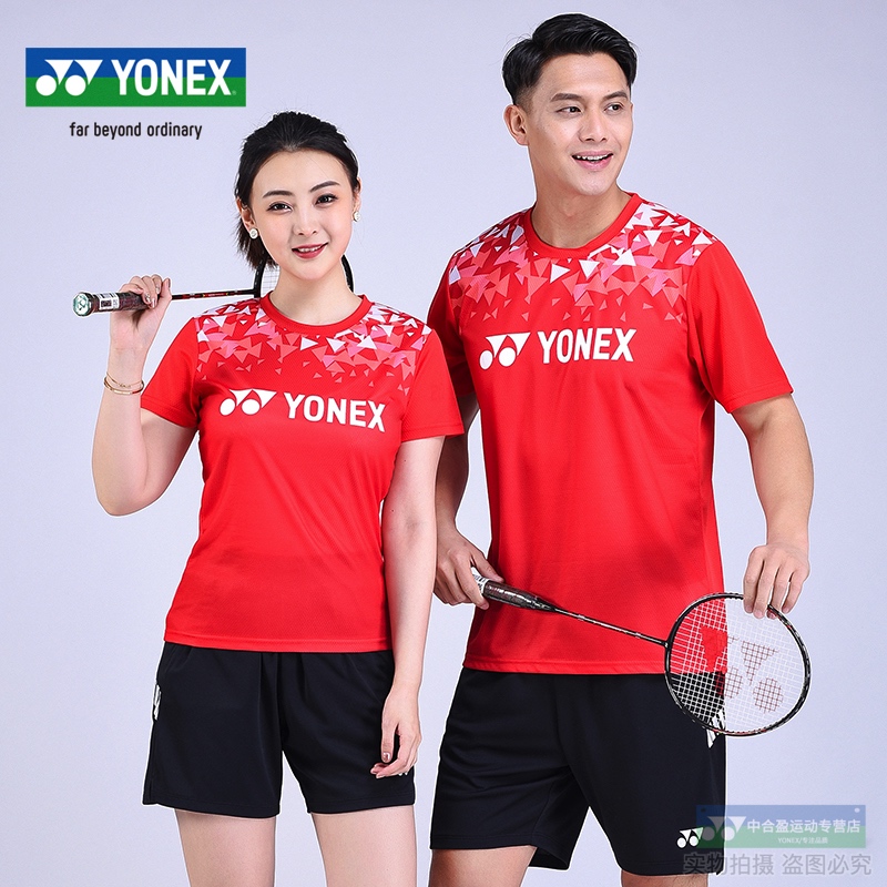 尤尼克斯羽毛球服yy比赛服队服男女短袖T恤运动上衣 115051BCR