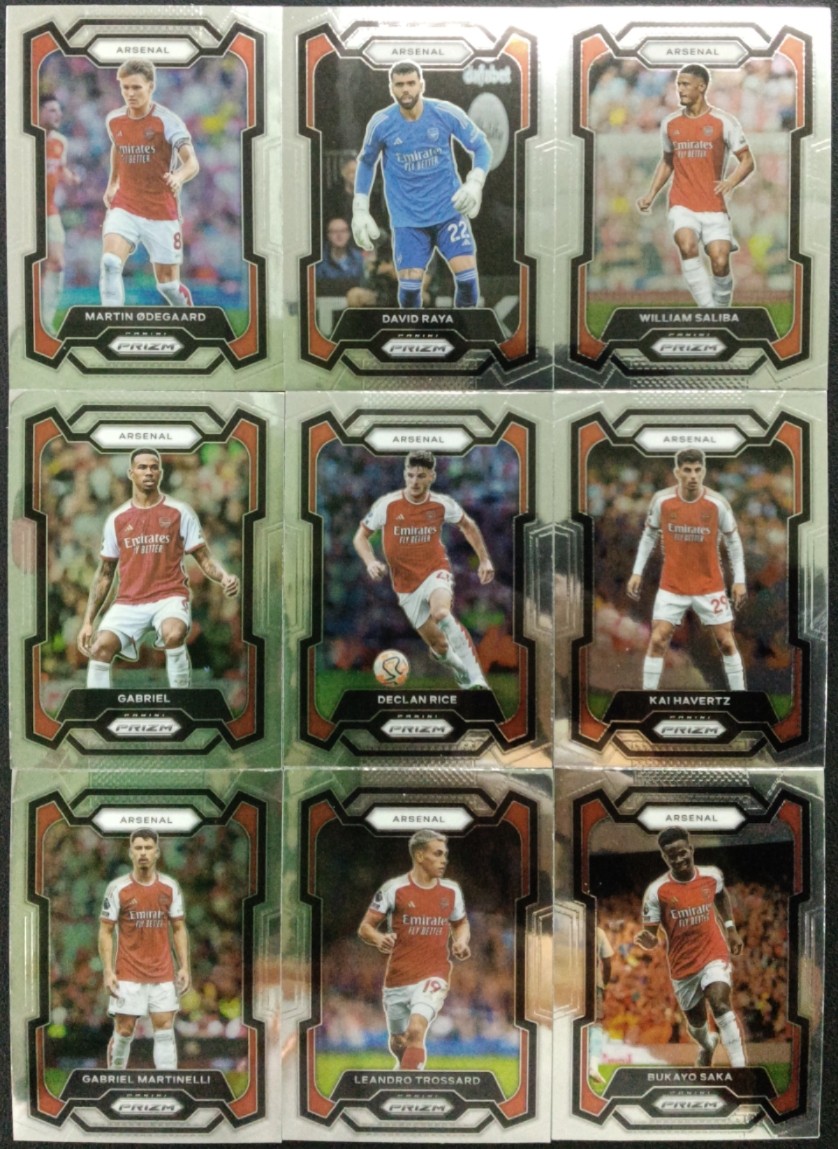 足球球星卡panini 2023-24 prizm英超阿森纳队亮闪面普卡新秀卡rc