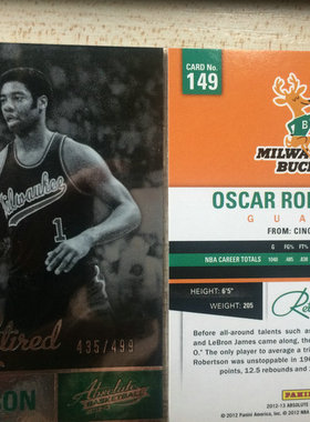 NBA球星卡PANINI出品1213 ABSOLUTE系列限量499老人卡皮蓬贾巴尔