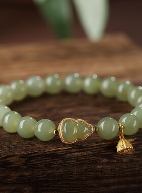 新款和田玉葫芦手链女时尚简约珍