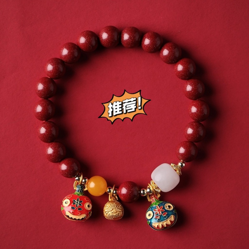 新款原矿紫金砂朱砂手链吞金兽一