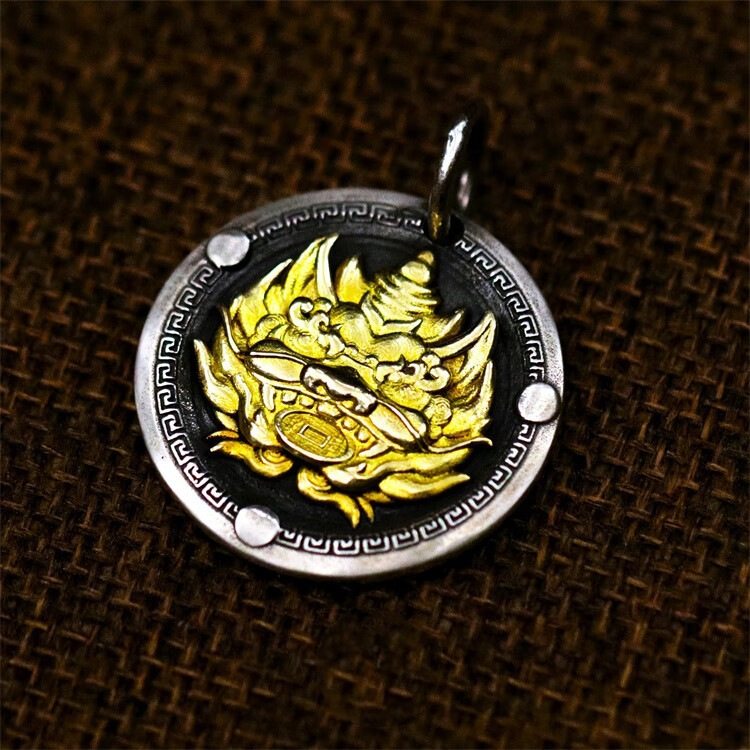 貔貅泰银原创设计招财吊坠中国风男士小众个性复古挂件配件项坠,饰品/流行首饰/时尚饰品新,摆件,淘宝优惠券,粉丝福利购,淘宝优惠卷