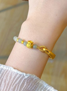 新款同款半镯手链女铃兰花和田钰