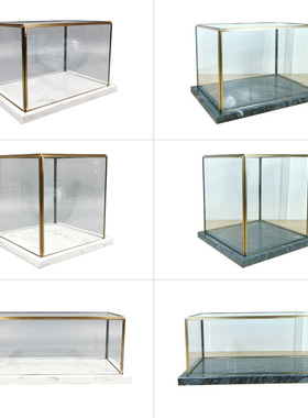 现代轻奢大理石玻璃罩防尘摆件酒店样板房展会柜台展示装饰工艺品