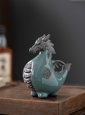 创意陶瓷龙马精神摆件招财客厅玄