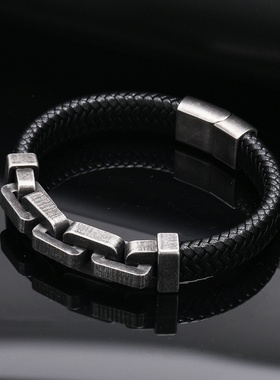 欧美跨境复古个性编织链条男士手