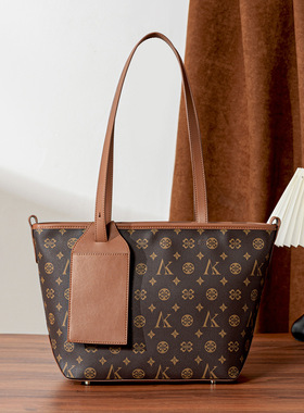 大包包单肩手提包包女大容量通勤潮新款托特包2025女士老花单肩包