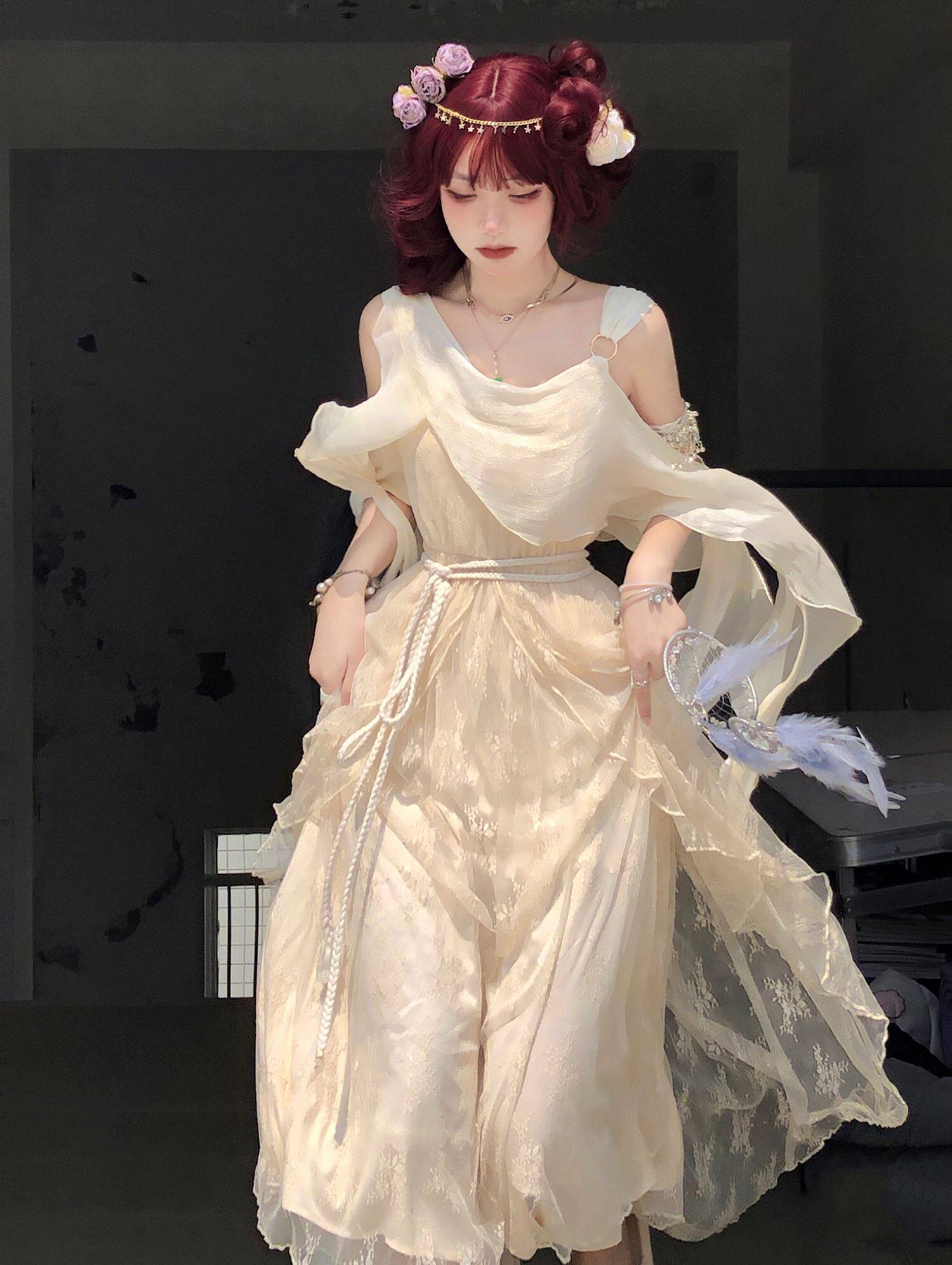 【曙光神女】原创设计希腊风不规则连衣裙度假小清新仙女裙二团