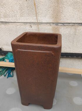 紫砂花盆简约四方盆景签筒室内悬崖老桩高档兰花透气盆栽专用柴烧