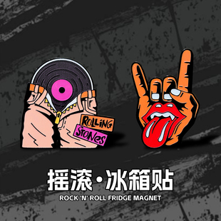 欧美The Rolling Stones滚石摇滚乐队汽车油箱盖摩托磁吸冰箱贴