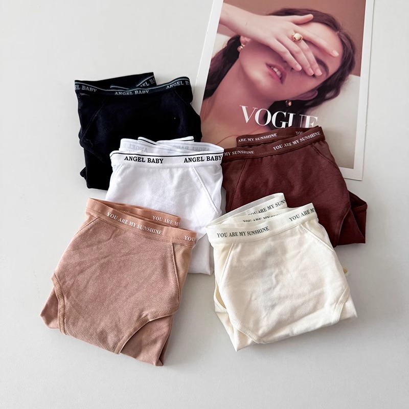 外贸欧美字母运动风纯棉大码内裤女中高腰抗菌包臀透气短裤三角