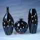 居家装 现代时尚 花插 陶瓷黑白手绘雕刻高档花瓶 饰品 简约三件套