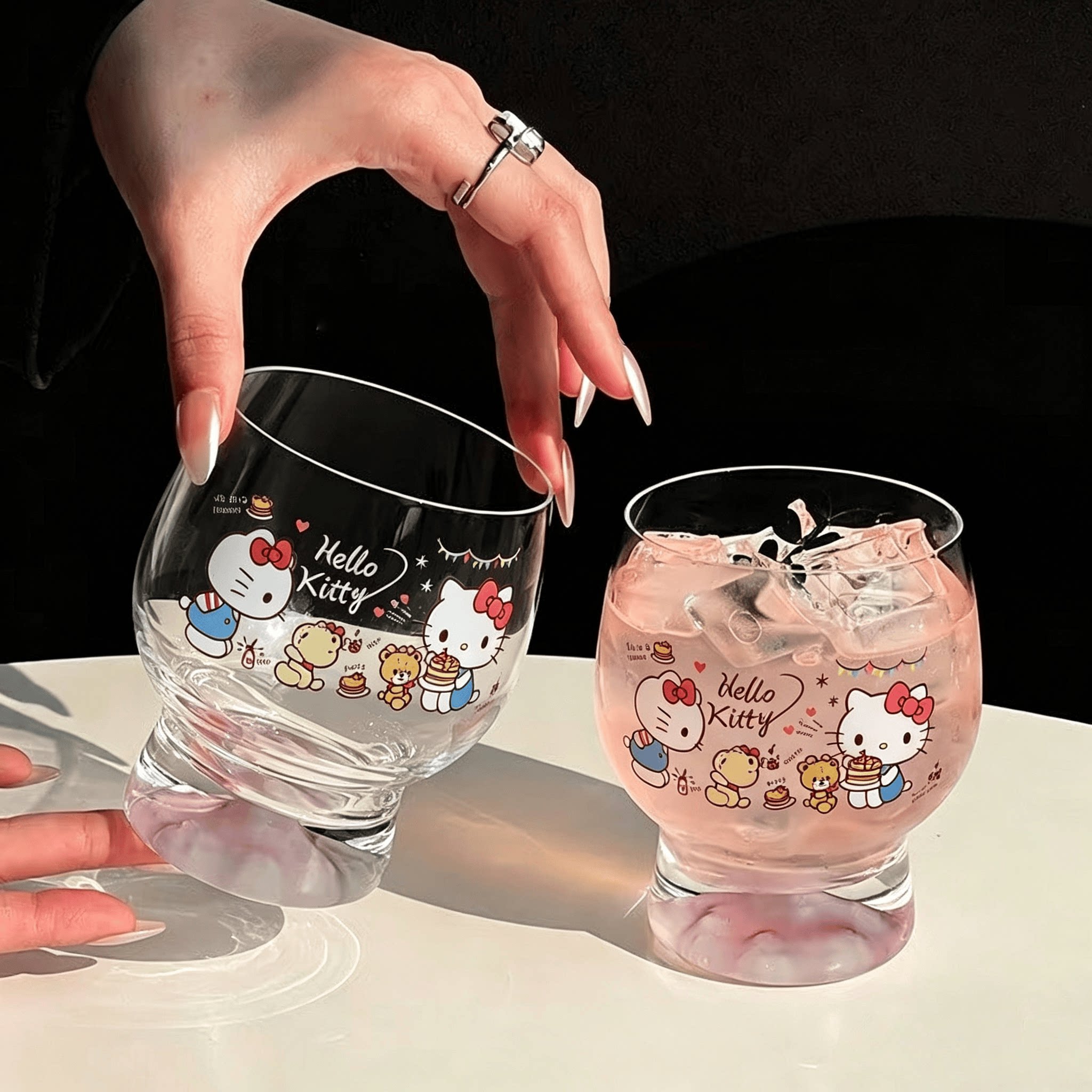 ins卡通可爱KT猫玻璃水杯女生杯子网红杯精酿啤酒杯个性kt玻璃杯