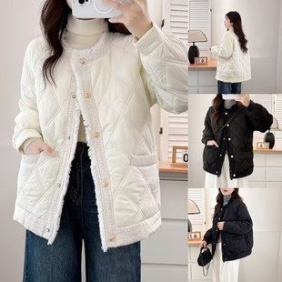 小香风洋气流苏边棉衣时尚 大码 新款 遮肚子冬季 保暖棉袄女953 女装