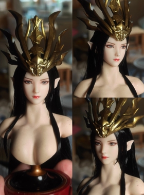 1/6美杜莎女王兵人头雕植发可接tbleague岚素体ud ld