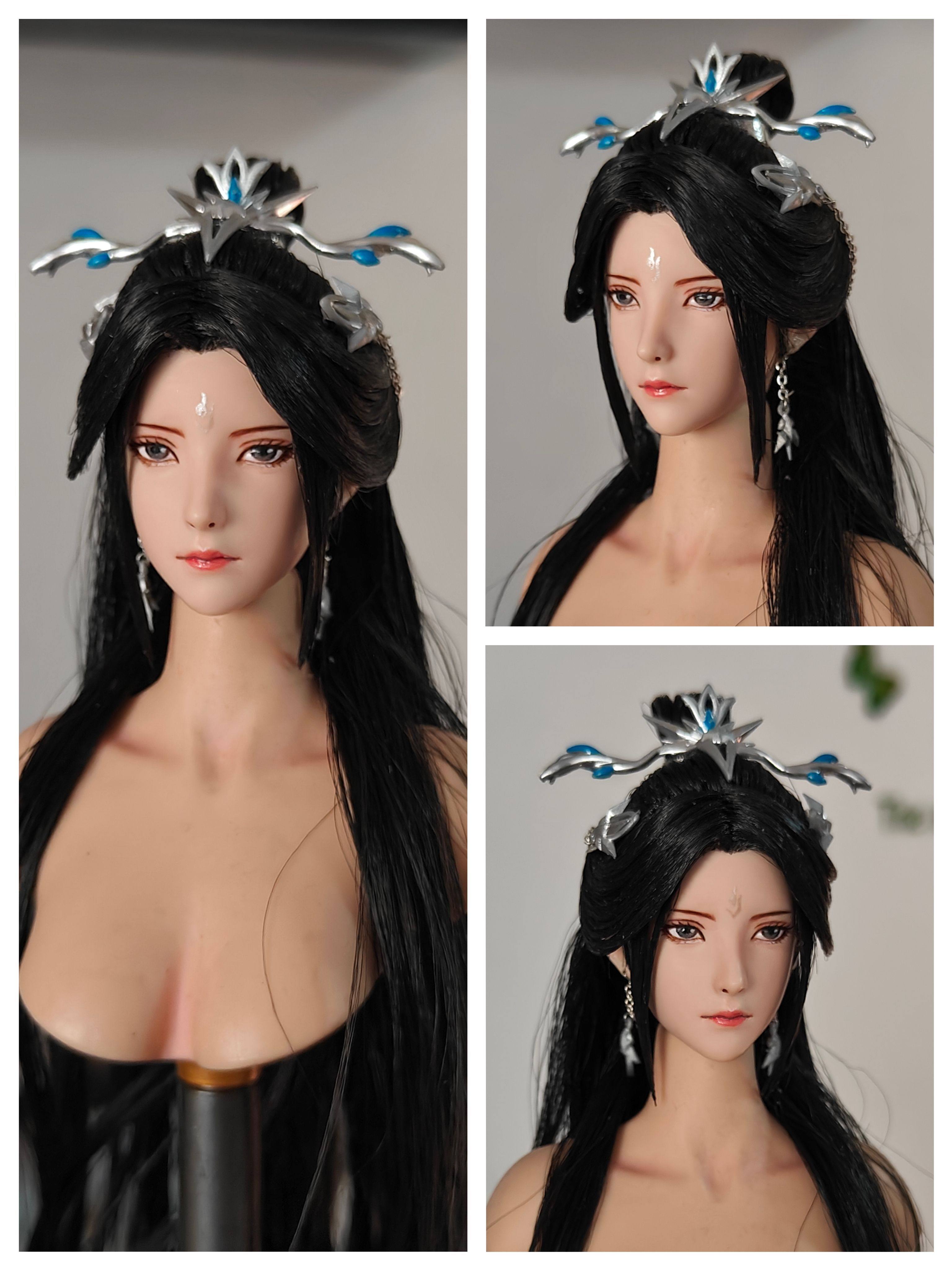 1/6诛仙陆雪琪头雕2.0版女兵人植发植毛可动手办gk整娃