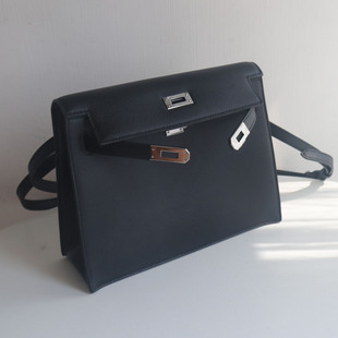 里外全皮~手工包22cm单肩斜挎包真皮女包头层牛皮曼哈顿锁扣包包