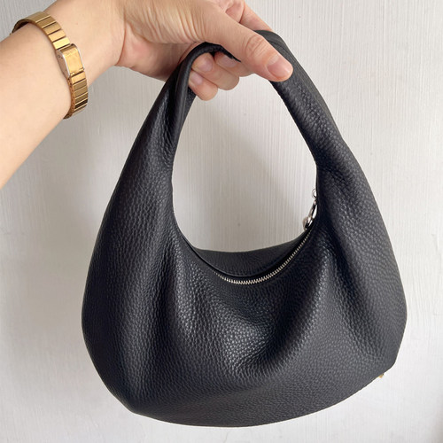 头层牛皮月牙包真皮手提包小包