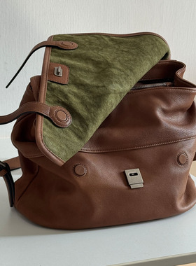 2025新款真皮女包~慵懒松弛时尚复古水染植鞣羊皮双肩包旅行背包