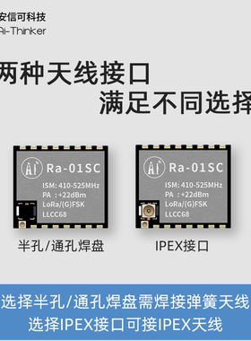 LLCC68芯片LoRa无线射频模组SPI接口IPEX天线 Ra-01SC 安信可