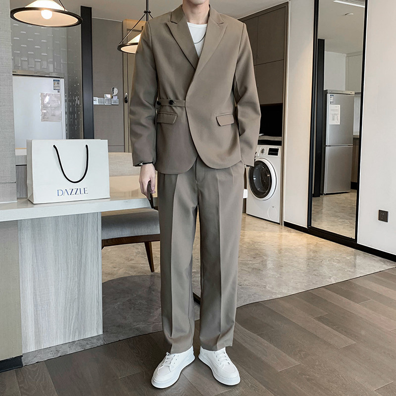 2024新款秋季个性扣西装套装男西服外套西裤a328-21705-P165控225,男装西服套装,星座406