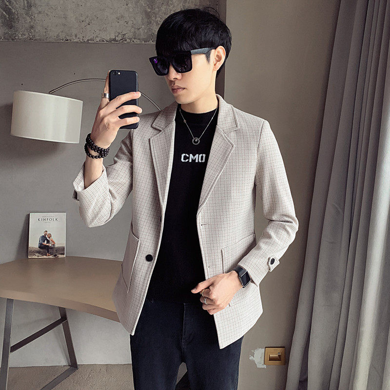 格子呢料中长款呢子大衣无头风秋冬新款外套A328-20383-P115，男装毛呢大衣，星座406