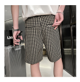 夏季宽松黑白格纹短裤男韩版轻熟百搭休闲裤A328-21099-P45控65，男装休闲裤，星座406