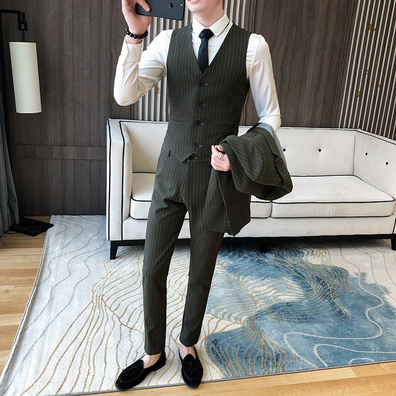 20年春季新款小西装结婚礼服西服西裤马甲三件套装A328-2021-P205,男装西服套装,星座406