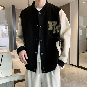 2024秋新款呢质感棒球服夹克外套男韩版宽松A328-21066-P115控155图片