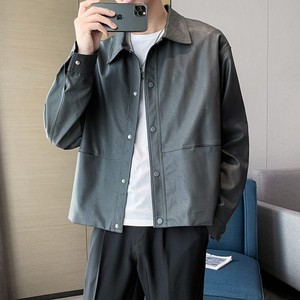 秋季新款韩版简约夹克外套皮衣帅气潮流男A328-21732-P125控165图片
