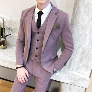 商务休闲婚礼礼服修身韩版马甲西服西装三件套 A328-1979-P215图片