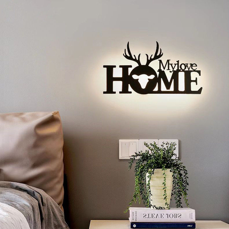 壁灯卧室儿童英文字母壁灯床头客厅背景走廊过道墙灯民宿装饰灯具