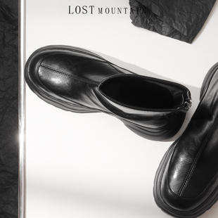 孤山定制韩版厚底瘦瘦靴2025新款圆头切尔西短靴女弹力大码单靴子