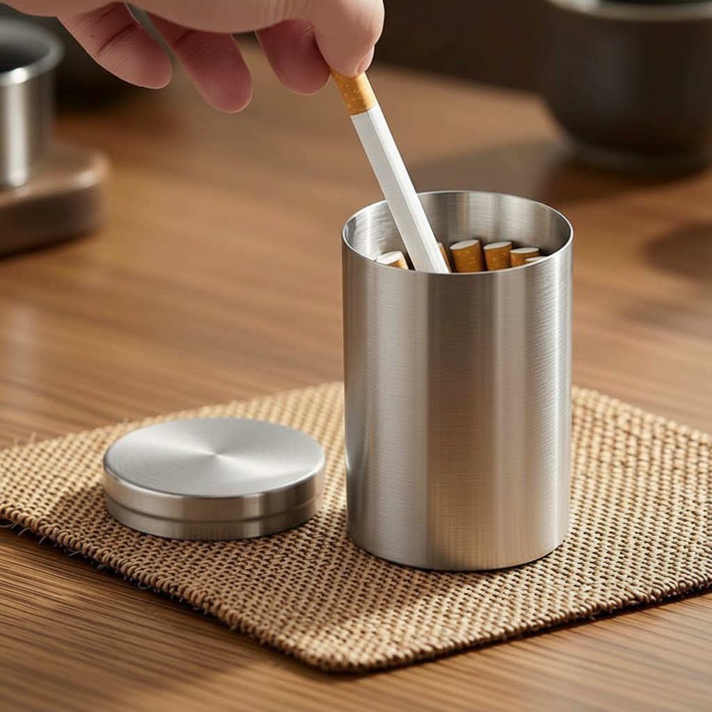 304不锈钢烟盒创意个性diy大容量储烟桶金属装粗烟神器车载烟灰缸