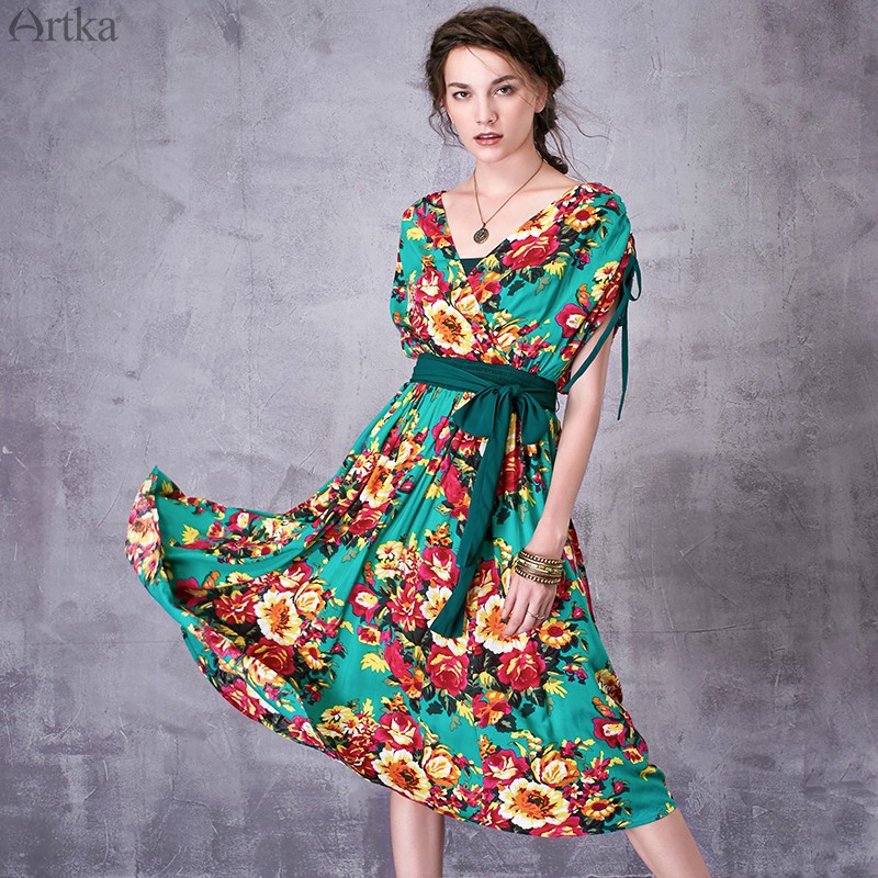 Artka°¢¿¨Ïļ¾ÐÂÆ·´òÀ¿³éÉþÓ¡»¨¸´¹Å¿ñÒ°Á÷ÀËÆ®ÒÝÁ¬ÒÂȹLA12368X