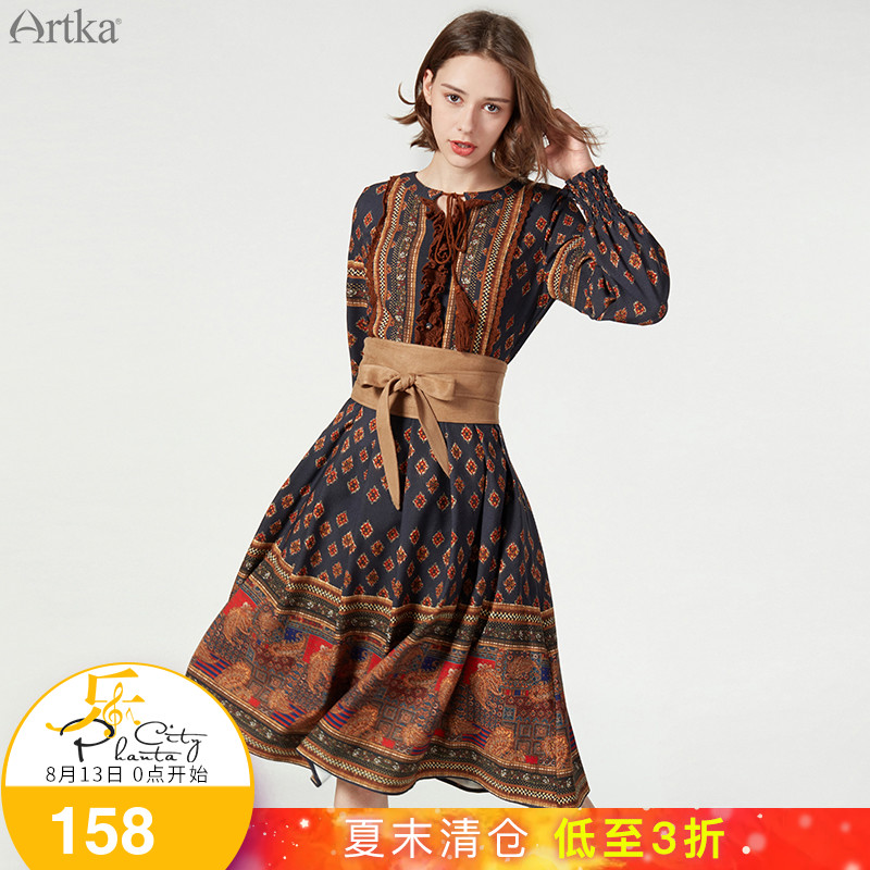 Artka°¢¿¨ÔçÏÄÐÂÆ·¶¨Î»²Ã¼ôÆ´½Ó»¨±ß¸´¹ÅÃñ×åÁ¬ÒÂȹŮLA10178