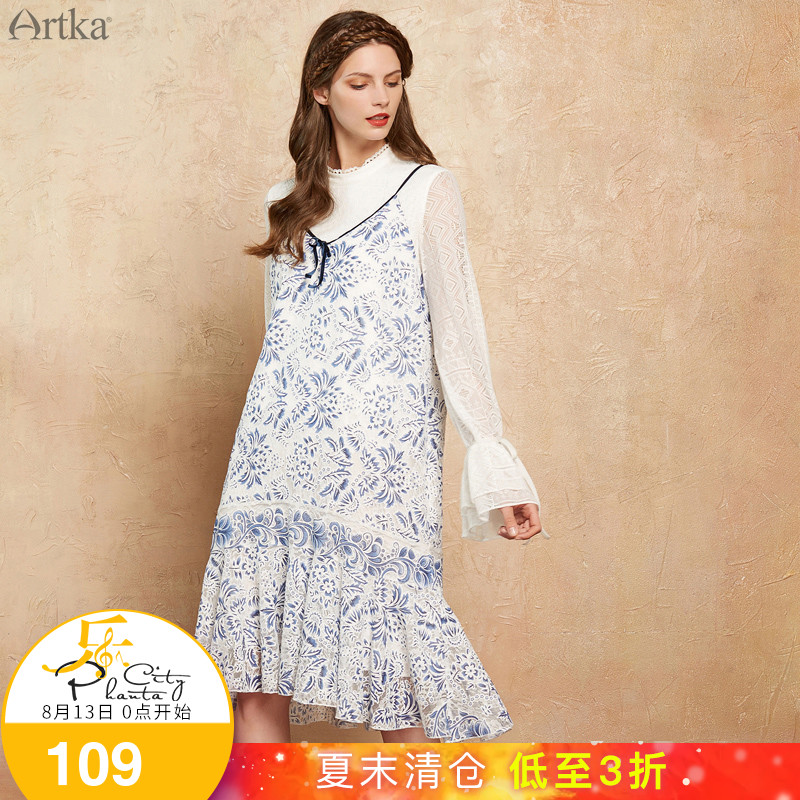 Artka°¢¿¨Ïļ¾ÐÂÆ·ºÉÒ¶±ßÓ¡»¨µõ´øÈ¹Å®LA10076Q