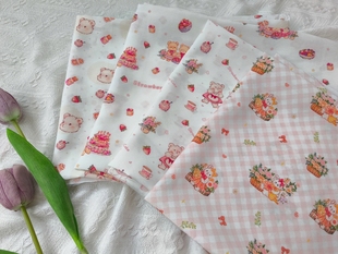 一米价40支高密锦棉草莓小熊童装 旗袍洛丽塔裙肠圈衬衣包包料