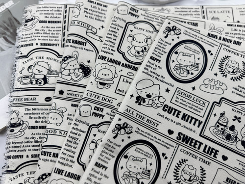 独家版权全棉8安帆布和府绸高密旧报纸系列包包桌布背带裤外套料