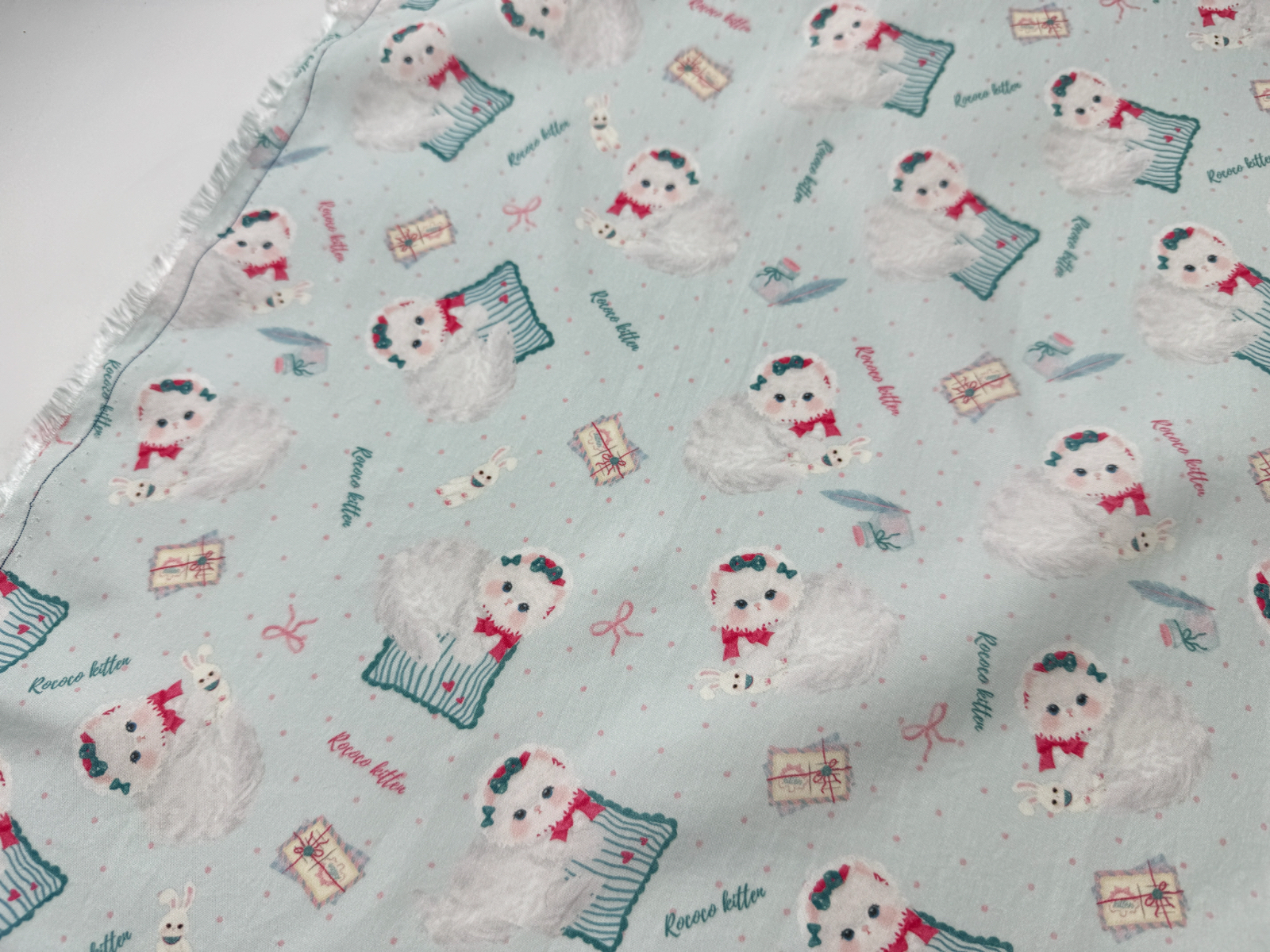 一米价40支100纯天丝紧密赛络纺波点猫咪洛丽塔肠圈包包布料