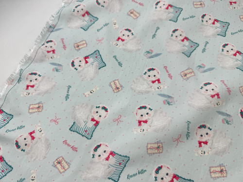 一米价40支100纯天丝紧密赛络纺波点猫咪洛丽塔肠圈包包布料